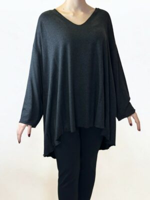 Plus Size Must-Have Μπλούζα V Λαιμόκοψη<br/><small class="dmm_sku">Κωδικός προϊόντος: 8845-γκρι</small>