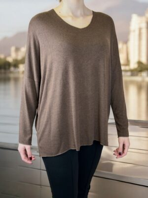 Πουλόβερ Basic με V Λαιμόκοψη<br/><small class="dmm_sku">Κωδικός προϊόντος: 8847-καφε</small>