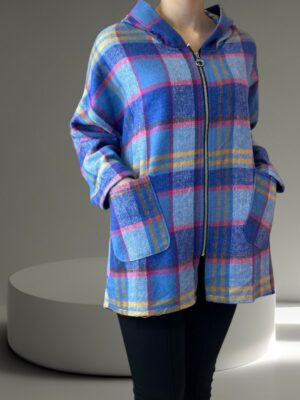 Καρό Πλεκτή Ζακέτα για Καθημερινά Looks<br/><small class="dmm_sku">Κωδικός προϊόντος: 8856-μπλε</small>