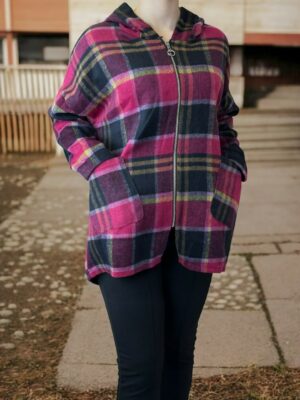 Καρό Πλεκτή Ζακέτα για Καθημερινά Looks<br/><small class="dmm_sku">Κωδικός προϊόντος: 8856-ροζ</small>