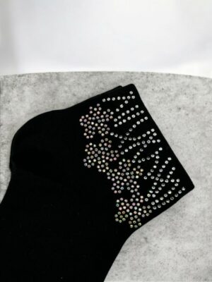 Floral Κάλτσες με Λαμπερά Στρας<br/><small class="dmm_sku">Κωδικός προϊόντος: 8869-μαυρο</small>