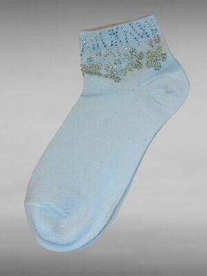 Floral Κάλτσες με Λαμπερά Στρας<br/><small class="dmm_sku">Κωδικός προϊόντος: 8869-μπεζ</small>