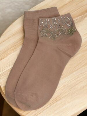 Floral Κάλτσες με Λαμπερά Στρας<br/><small class="dmm_sku">Κωδικός προϊόντος: 8869-ροζ</small>