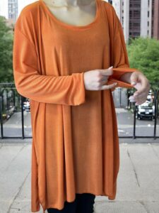 Ριμπ Πορτοκαλί Μπλουζοφόρεμα με Άνετη Εφαρμογή