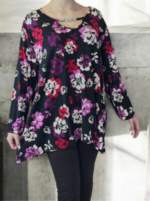 Μπλούζα βισκόζης με ενσωματωμένο διακοσμητικό αξεσουάρ<br/><small class="dmm_sku">Κωδικός προϊόντος: 8882-μωβ</small>