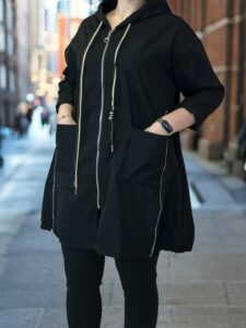 Μοντέρνα καμπαρντίνα με φερμουάρ στο πλάι