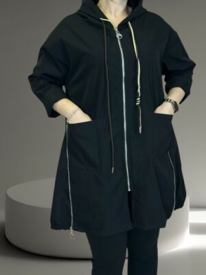 Μοντέρνα καμπαρντίνα με φερμουάρ στο πλάι