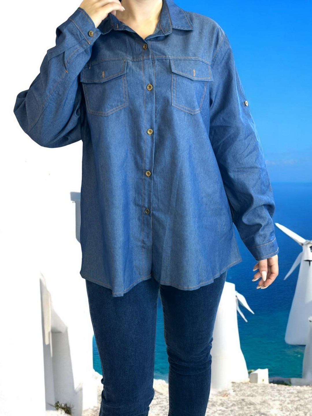 Denim πουκάμισο καθημερινής χρήσης