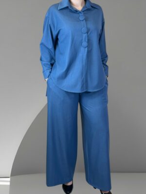 Denim πουκάμισο με διακοσμητικά κουμπιά