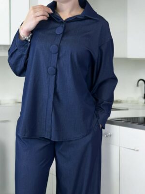Denim πουκάμισο με διακοσμητικά κουμπιά