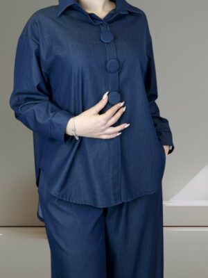 Denim πουκάμισο με διακοσμητικά κουμπιά