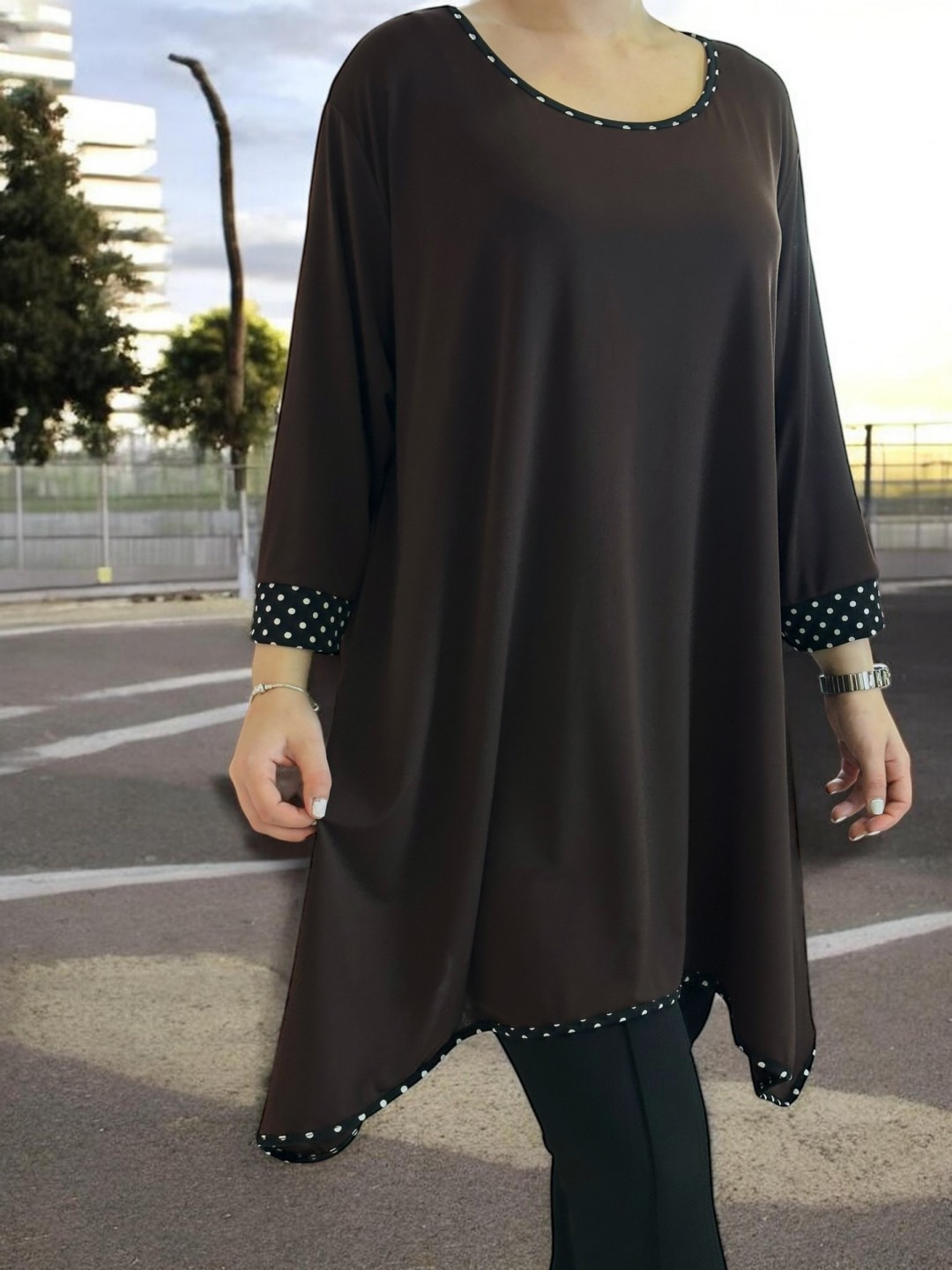 Polka dot μπλουζοφόρεμα