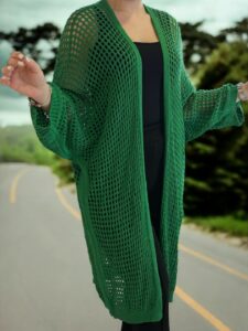 Μακριά πλεκτή ζακέτα δίχτυ