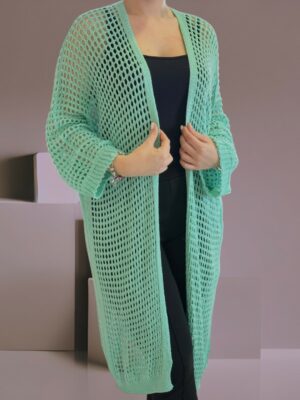 Μακριά πλεκτή ζακέτα δίχτυ