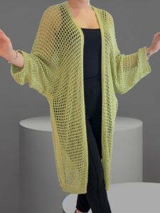 Μακριά πλεκτή ζακέτα δίχτυ