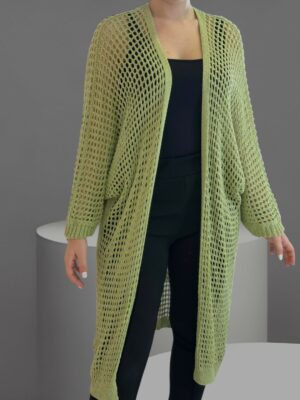 Μακριά πλεκτή ζακέτα δίχτυ