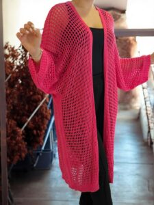 Μακριά πλεκτή ζακέτα δίχτυ