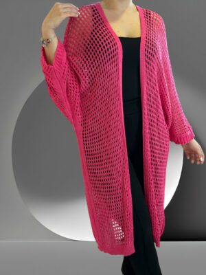 Μακριά πλεκτή ζακέτα δίχτυ