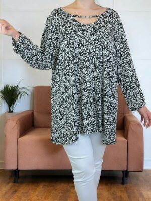 Μπλούζα βισκόζης με ενσωματωμένο διακοσμητικό αξεσουάρ