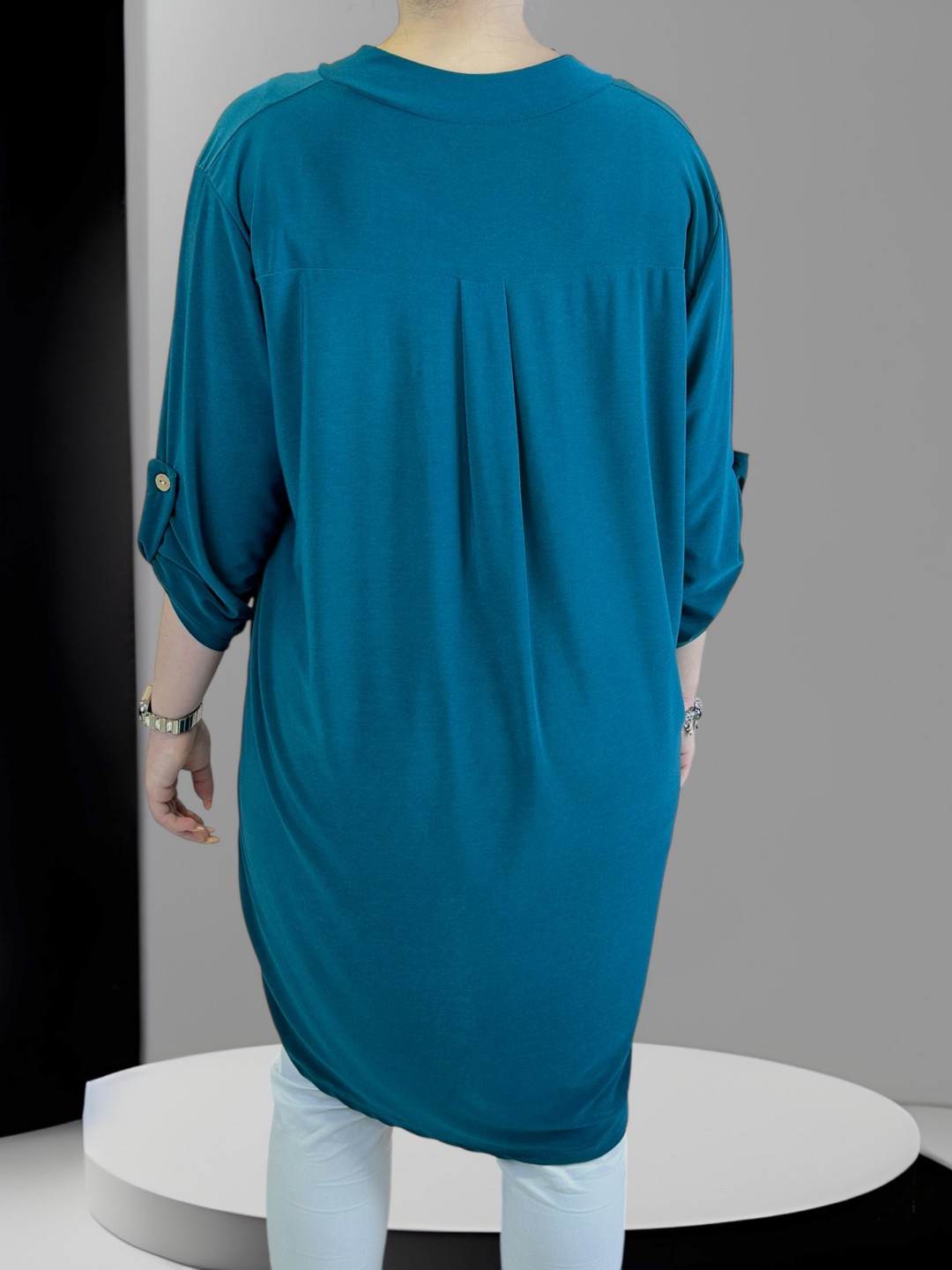 Minimal V-neck μπλουζοφόρεμα σε lycra υφή