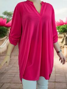 Minimal V-neck μπλουζοφόρεμα σε lycra υφή