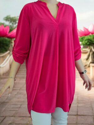 Minimal V-neck μπλουζοφόρεμα σε lycra υφή