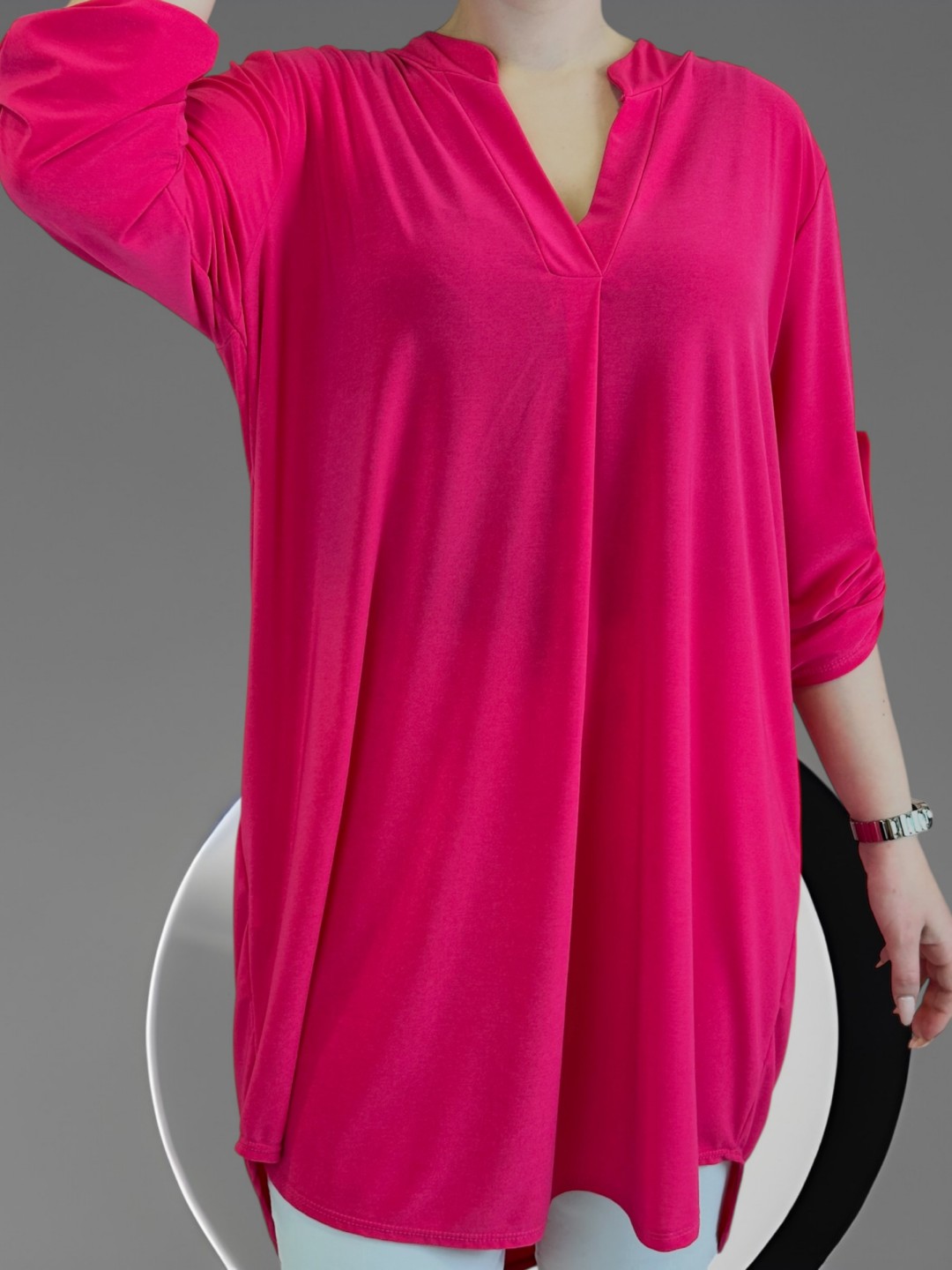 Minimal V-neck μπλουζοφόρεμα σε lycra υφή