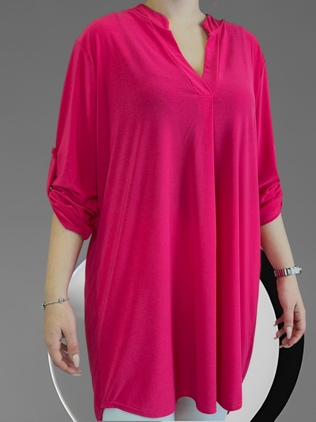 Minimal V-neck μπλουζοφόρεμα σε lycra υφή