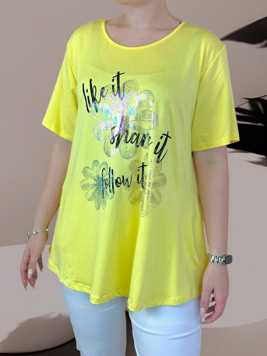 Μοντέρνα μπλούζα με στάμπα Like It Share It