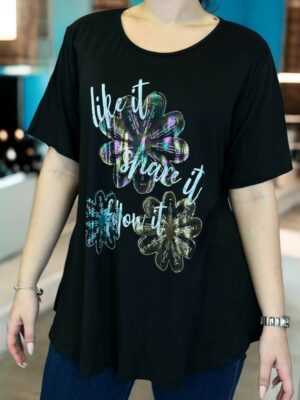 Μοντέρνα μπλούζα με στάμπα Like It Share It