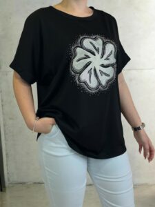 Ρομαντική μπλούζα με λουλούδι σχέδιο