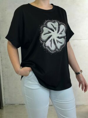 Ρομαντική μπλούζα με λουλούδι σχέδιο