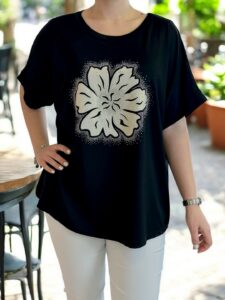 Ρομαντική μπλούζα με λουλούδι σχέδιο