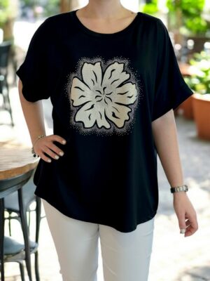 Ρομαντική μπλούζα με λουλούδι σχέδιο