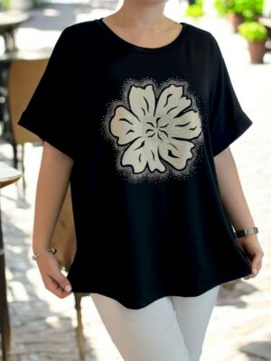 Ρομαντική μπλούζα με λουλούδι σχέδιο