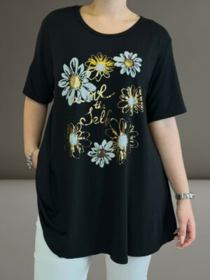 Κομψή μπλούζα με λουλουδάτη στάμπα