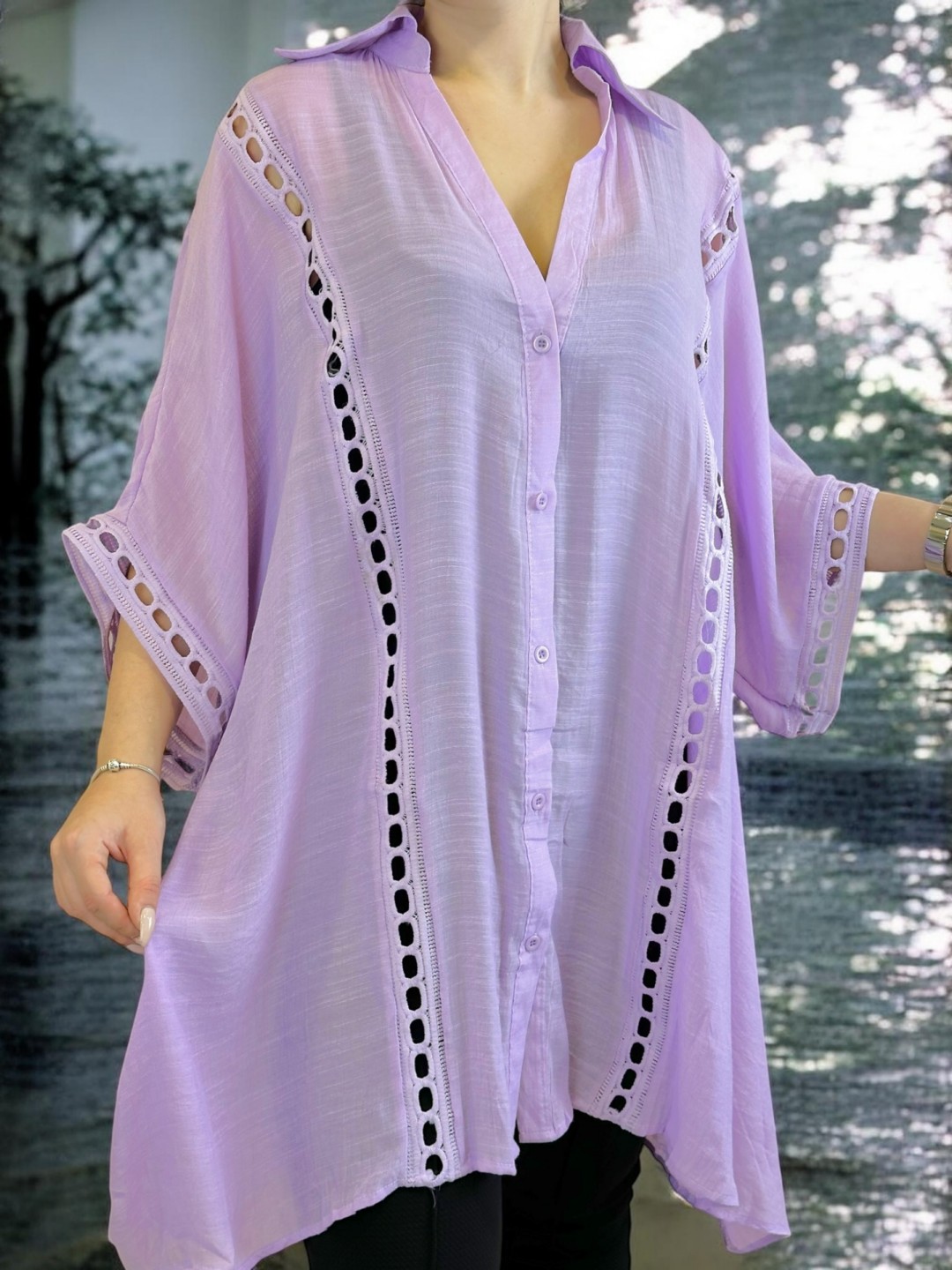 Άνετο πουκάμισο καφτάνι με ιδιαίτερα σχέδια