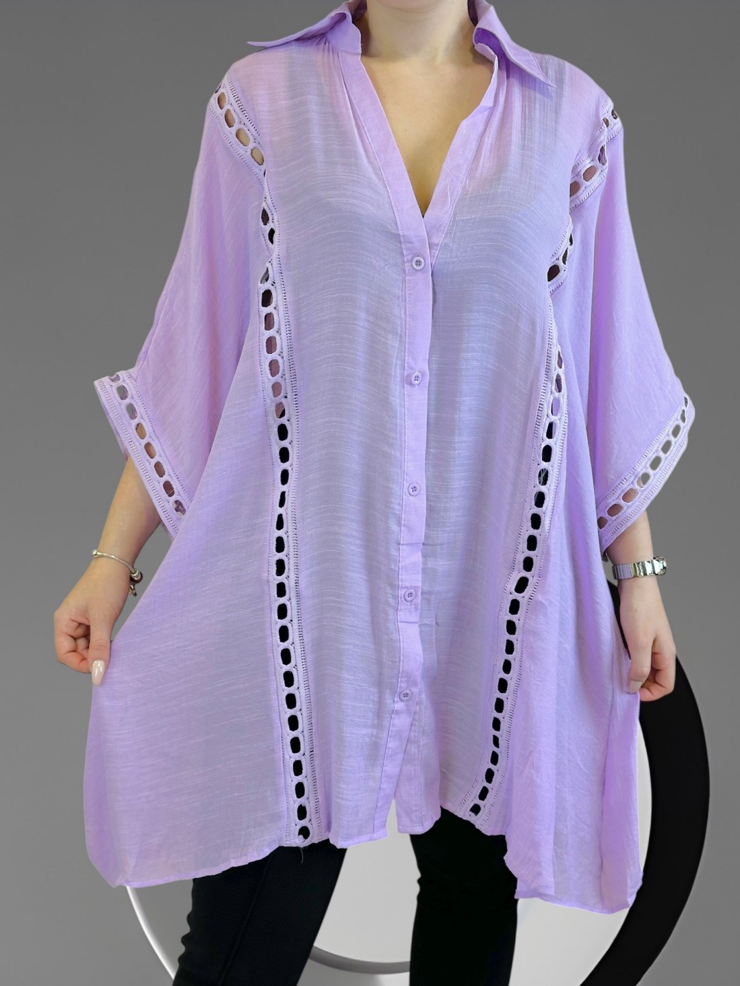 Άνετο πουκάμισο καφτάνι με ιδιαίτερα σχέδια