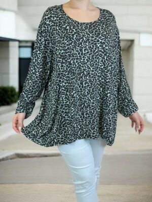 Μπλούζα με λεοπάρ print και ελαστική εφαρμογή