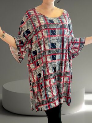 Άνετο μπλουζοφόρεμα με V και σκισίματα