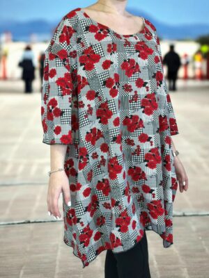 Άνετο μπλουζοφόρεμα με V και σκισίματα