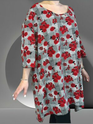 Άνετο μπλουζοφόρεμα με V και σκισίματα