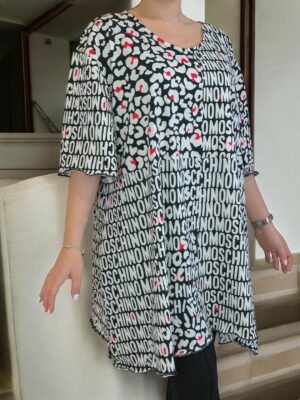 Άνετο μπλουζοφόρεμα με V και σκισίματα