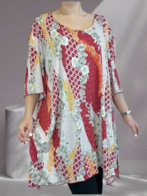 Άνετο μπλουζοφόρεμα με V και σκισίματα