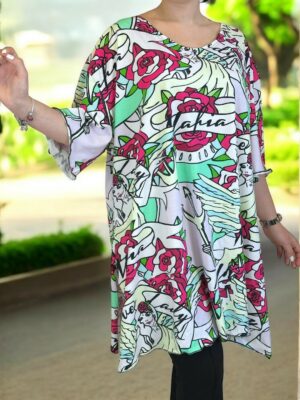 Άνετο μπλουζοφόρεμα με V και σκισίματα