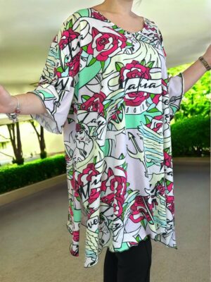 Άνετο μπλουζοφόρεμα με V και σκισίματα