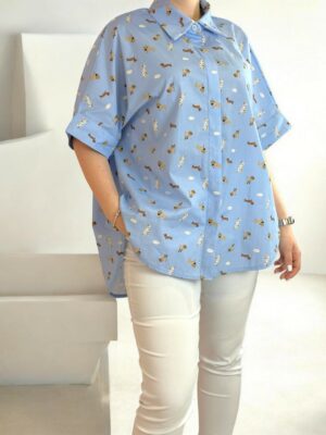 Γυναικείο πουκάμισο με μικρά σκυλάκια σχέδιο