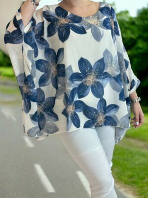 Αέρινη μπλούζα μουσελίνα με λουλουδάτο σχέδιο
