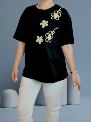 T-shirt με λουλουδένιο κέντημα