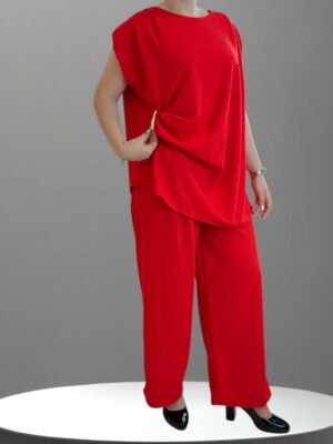 Γυναικείο σετ σε κρεπ ελαστικό με πλαϊνή λεπτομέρεια